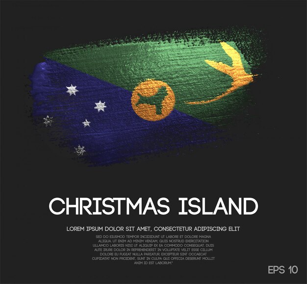 Christmas Island Flag Made of Glitter Sparkle Brush Paint