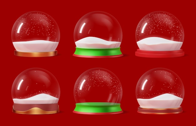 Christmas isolated realistic glass snow globes