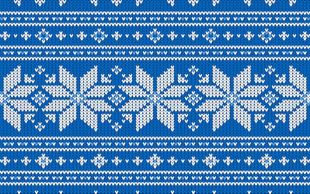 Vector christmas jacquard pattern with whie and blue geometric shapes
