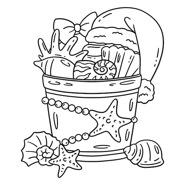 Vector christmas in july seashells and hat isolated