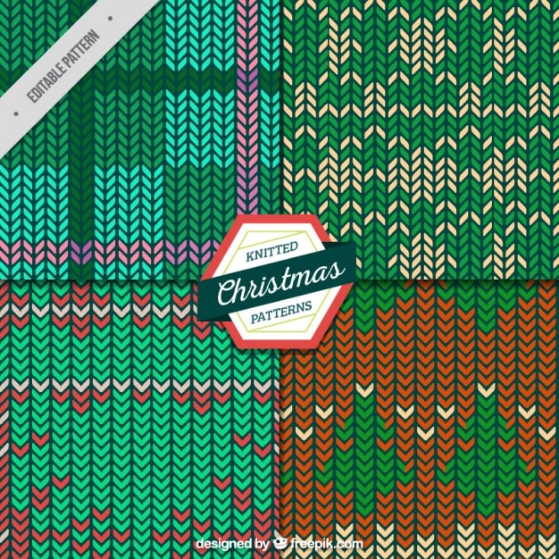 Vector christmas knitted drawings patterns 