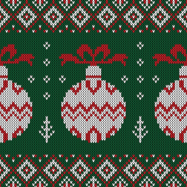 Vector christmas knitted pattern.