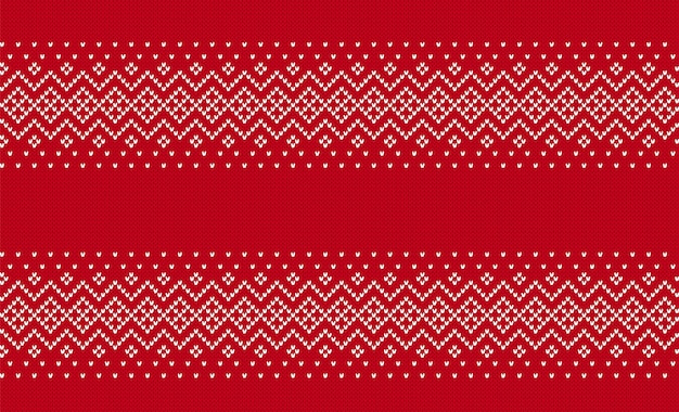 Christmas knitted seamless border Knit pattern print Holiday Xmas ornament Sweater texture Vector