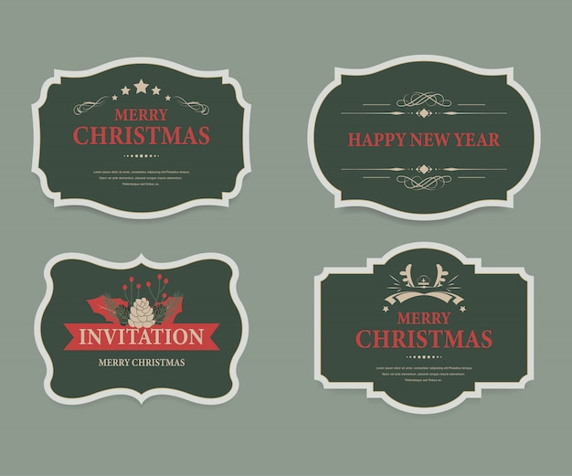 Vector christmas label and christmas banner vintage .