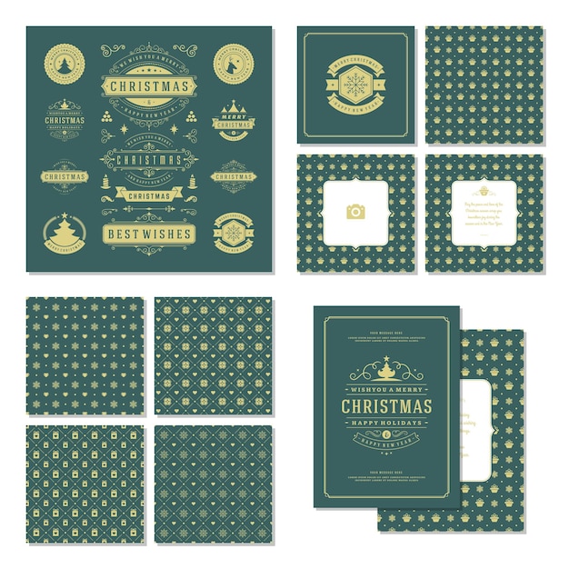 Christmas labels and badges vector design elements set
