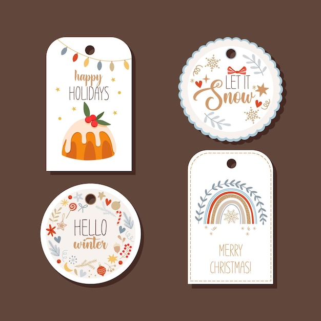 Vector christmas labels collection with cute design