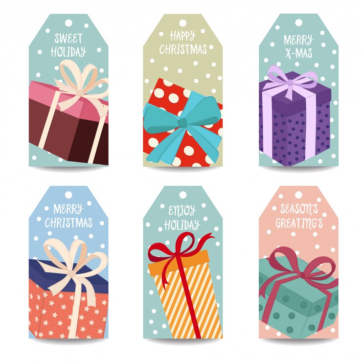 Christmas labels collection withgift boxes