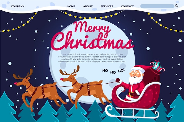 Christmas landing page in flat design