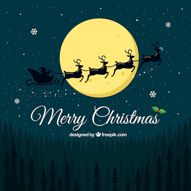 Christmas landscape background with santa claus