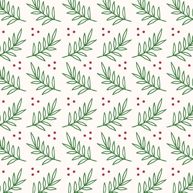 Vector christmas leaves seamless pattern. vector illustration