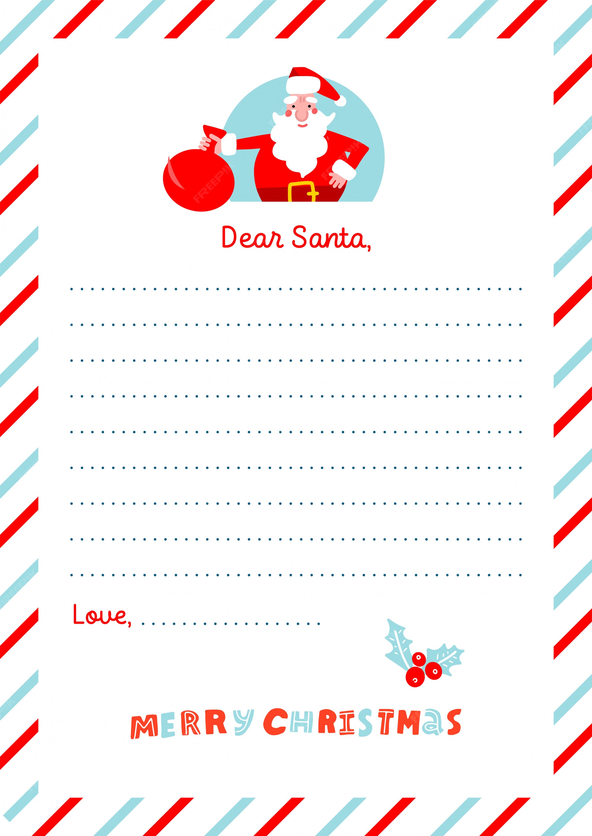 Premium Vector | Christmas letter to santa claus template