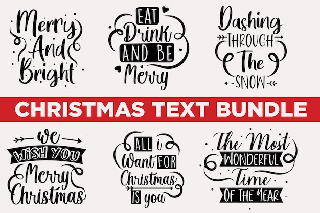 Vector christmas lettering bundle design for t-shirt