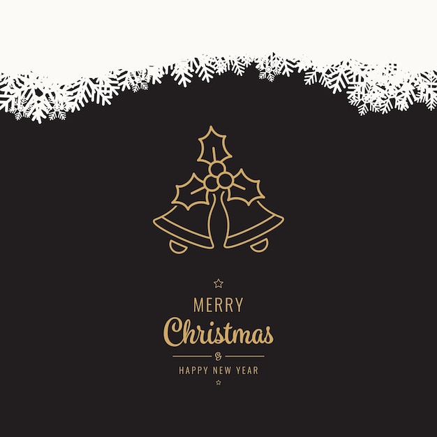 Christmas lettering card golden bell black background