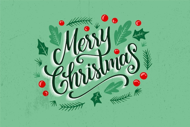 Vector christmas lettering on christmas photo