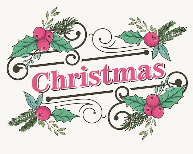 Christmas lettering design vector illustration background