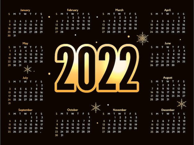 La settimana del calendario dello schizzo del capodanno dorato dell'iscrizione di natale inizia la domenica