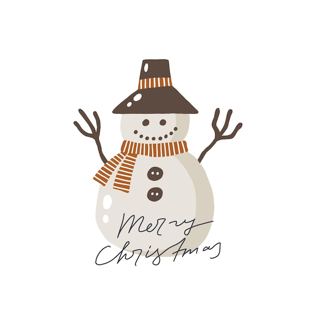 Vector christmas lettering. hand drawn illustration in cartoon style. cute concept for xmas illustration