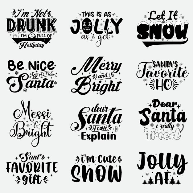 Christmas lettering label collection merry christmas lettering bundle