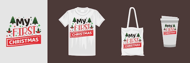 Christmas lettering t-shirt design. Christmas day colorful t-shirt design.