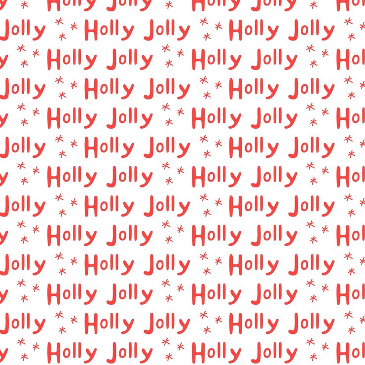 Vector christmas lettering text pattern holly jolly. new year background merry christmas. vector illustration in red white shades for gift wrapping