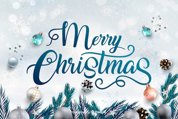 Christmas lettering with realistic elements