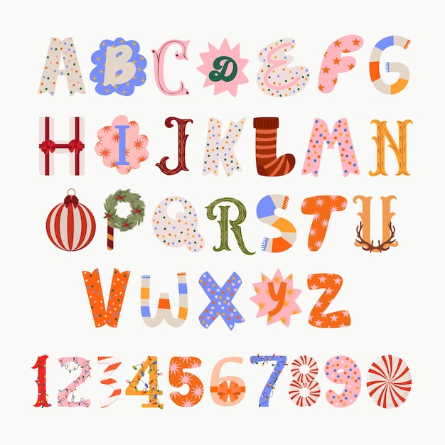 Vector christmas letters and numbers