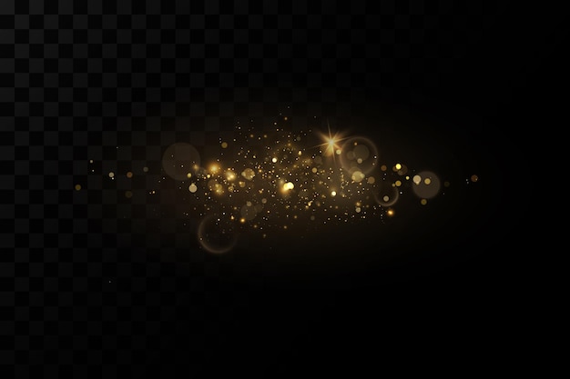 Рождественский световой эффект сверкающие волшебные частицы пылиискры пыли и золотые звезды сияют
