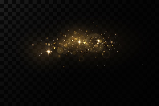 christmas light effect sparkling magical dust particlesthe dust sparks and golden stars shine