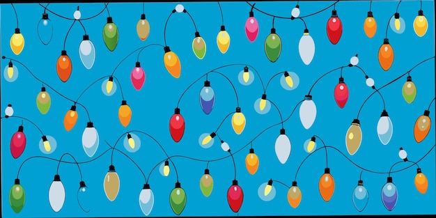 Vector christmas lights on a blue background