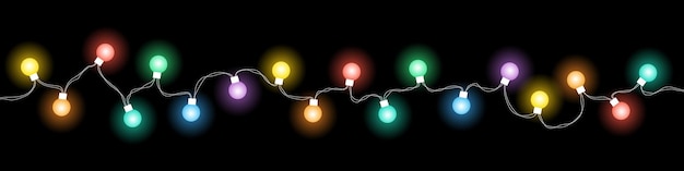 クリスマスのあかり。クリスマスライト電球、分離。花輪。クリスマスのイラスト。ベクトルイラスト