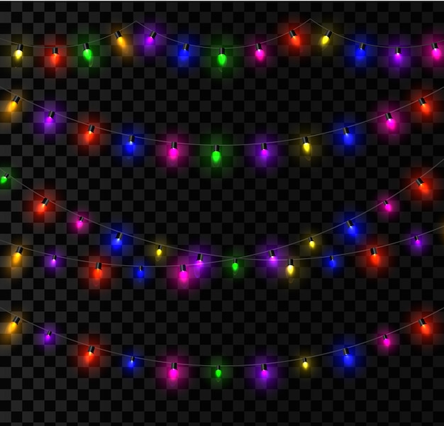 Christmas lights. Colorful bright Xmas garland.