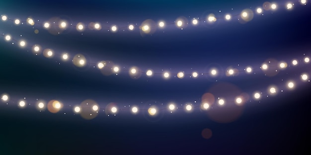 暗い夜空のクリスマスのライト 休日の装飾 ベクトルイラスト