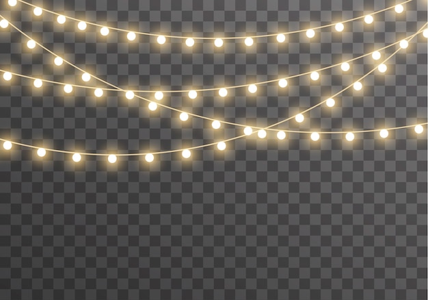 Christmas lights garland isolated on transparent background