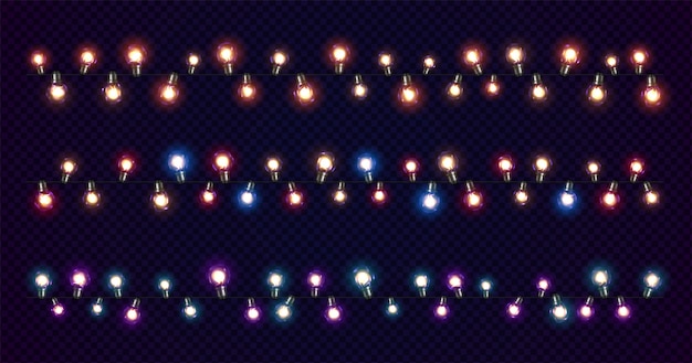 Christmas lights. glow xmas garlands of led bulbs