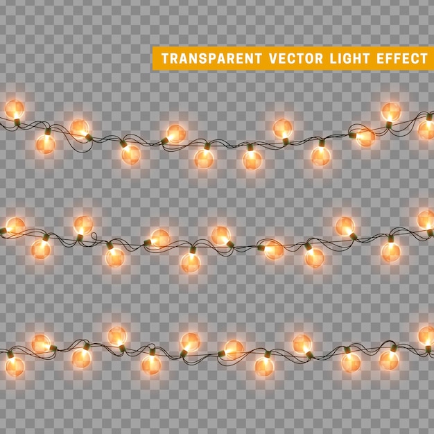 Christmas lights isolated decoration garland. Lamps shining colored Neon led bulb. Xmas holiday decor. Realistic 3d design light effect. Lamps garlands New Year decorative element. vector illustration