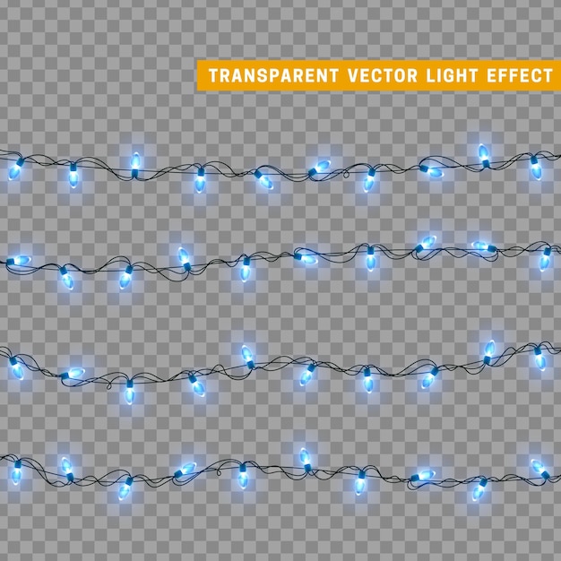 クリスマス ライトは、装飾ガーランドを分離しました。色のネオン LED 電球が輝くランプ。クリスマスホリデーの装飾。リアルな 3D デザインの光効果。ランプは新年の装飾要素を花輪します。ベクトル図