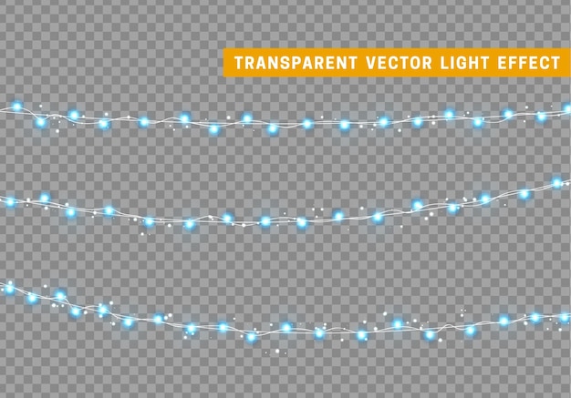 Christmas lights isolated decoration garland. Lamps shining colored Neon led bulb. Xmas holiday decor. Realistic 3d design light effect. Lamps garlands New Year decorative element. vector illustration