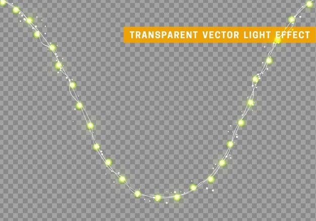 Christmas lights isolated decoration garland. Lamps shining colored Neon led bulb. Xmas holiday decor. Realistic 3d design light effect. Lamps garlands New Year decorative element. vector illustration