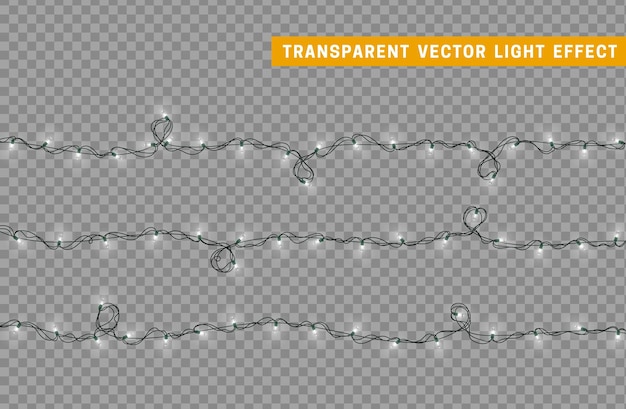 Рождественские огни изолировали гирлянду украшения. Лампы сияют цветными неоновыми светодиодными лампами. Рождественский праздничный декор. Реалистичный 3D-дизайн светового эффекта. Светильники гирлянды новогодний декоративный элемент. векторная иллюстрация