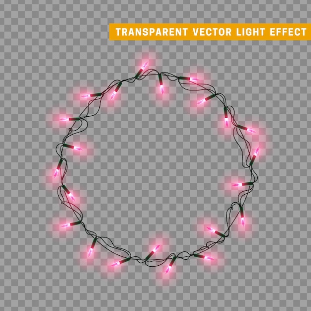 Christmas lights isolated decoration garland. Lamps shining colored Neon led bulb. Xmas holiday decor. Realistic 3d design light effect. Lamps garlands New Year decorative element. vector illustration