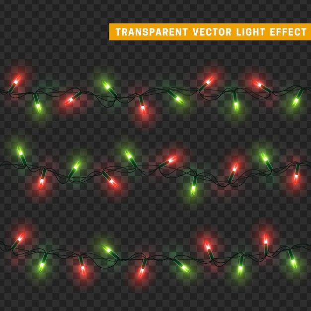 Vector christmas lights isolated decoration garland. lamps shining colored neon led bulb. xmas holiday decor. realistic 3d design light effect. lamps garlands new year decorative element. vector illustration