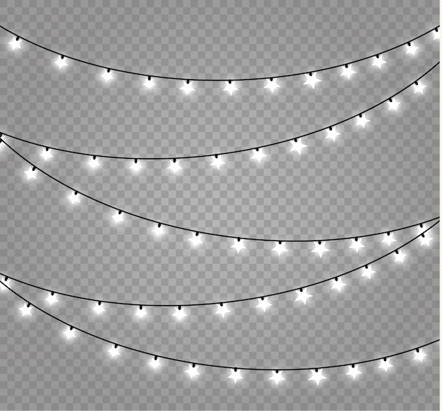 Christmas lights isolated. garlands decorations.