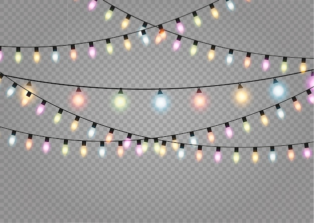 Christmas lights isolated. garlands decorations.