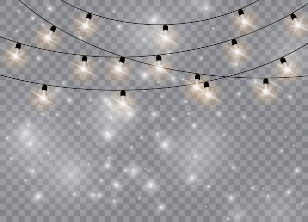 Christmas lights isolated realistic design elements. garlands decoration