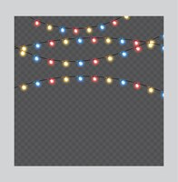 Vector christmas lights isolated realistic design elements glowing lights for xmas holiday cards banners posters garlands decorations led neon lamp