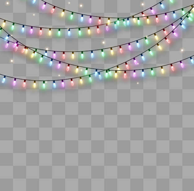 Christmas lights isolated realistic design elements