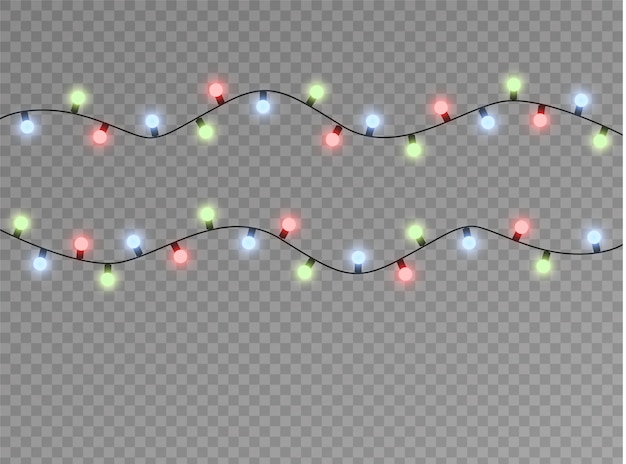 Christmas lights isolated realistic design elements