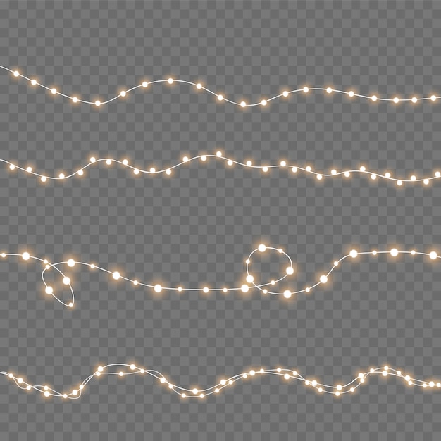 Vector christmas lights isolated realistic. glowing lights.