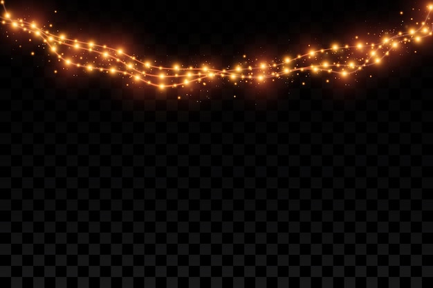 Christmas lights isolated transparent background christmas glowing garlands