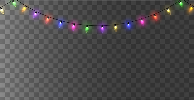 Premium Vector | Christmas lights isolated on transparent ...